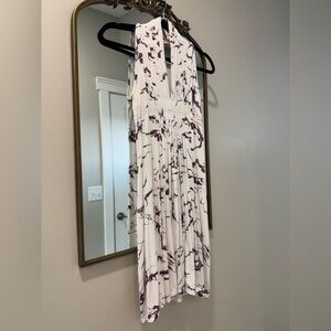 Anthropology White and Purple Cotton Dress